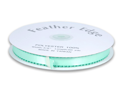 3/8 inch Mint Green Picot Edge Satin Ribbon 50 Yard Roll - artcovecrafts.com