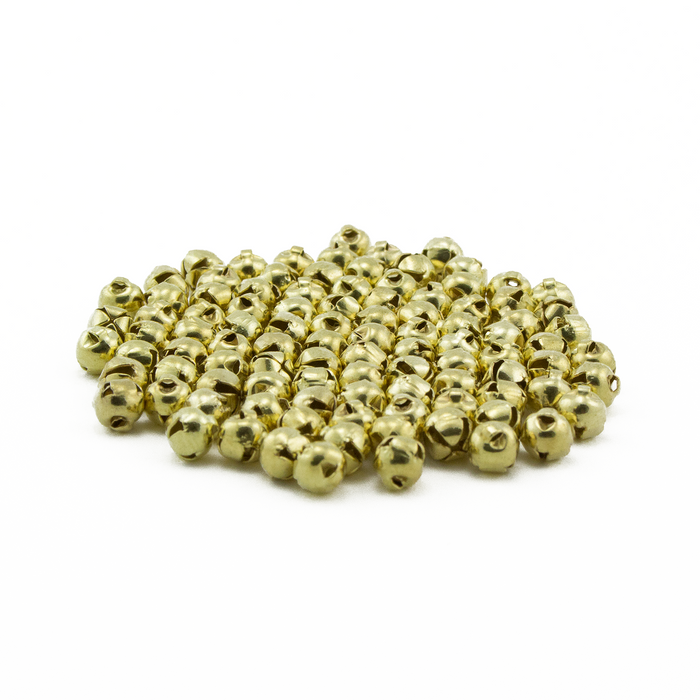 6mm Tiny Miniature Gold Craft Jingle Bells Charms 100 Pieces - artcovecrafts.com