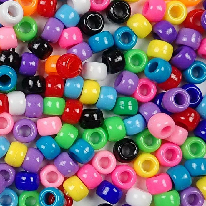 9mm Opaque Multi Color Pony Beads Bulk 1,000 Pieces