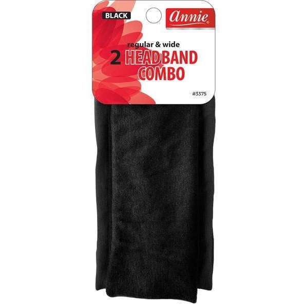 Annie Fabric Headband Combo Set, 2 Count, Black