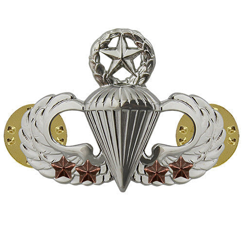 Army Badge: Master Combat Parachute Fourth award - mirror finish