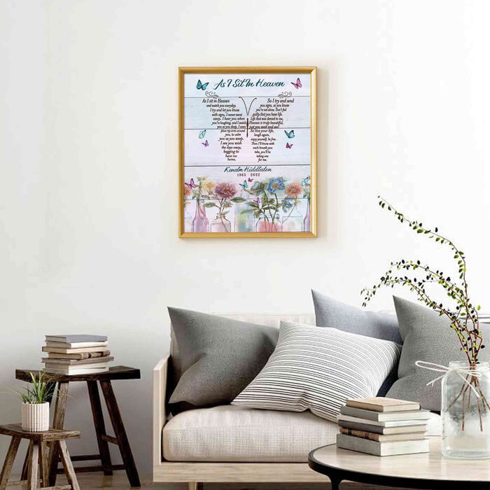 As I Sit In Heaven Loss Of Father Canvas Memorial Prints, Fathers Day Gift, Memorial Canvas Ideas