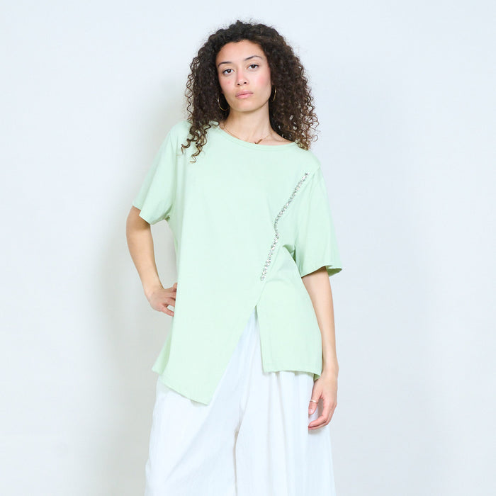 Asymmetric blouse with embellished side detail wholesale