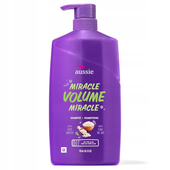 AUSSIE Miracle Volume Miracle Shampoo With Rice Water شامبو أوسي لزيادة كثافة الشعر بماء الأرز