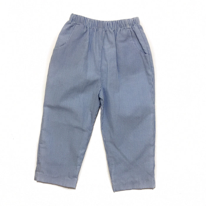 Banbury Medium Blue Gingham Long Elastic Waist Lined Pant