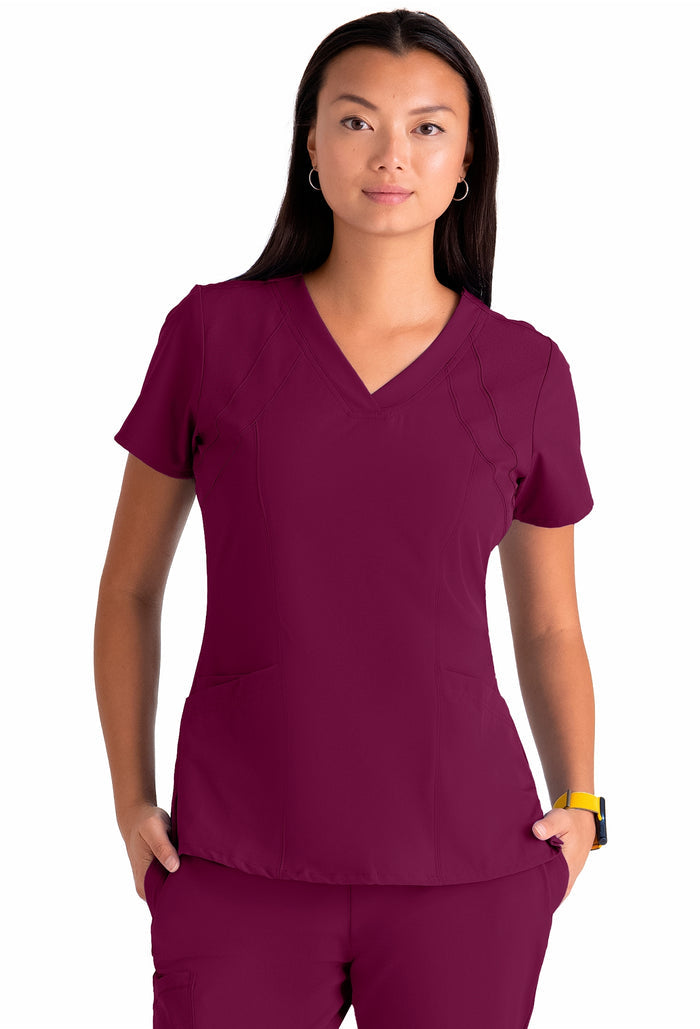 Barco One Perforated V-Neck Princess Scrub Top
