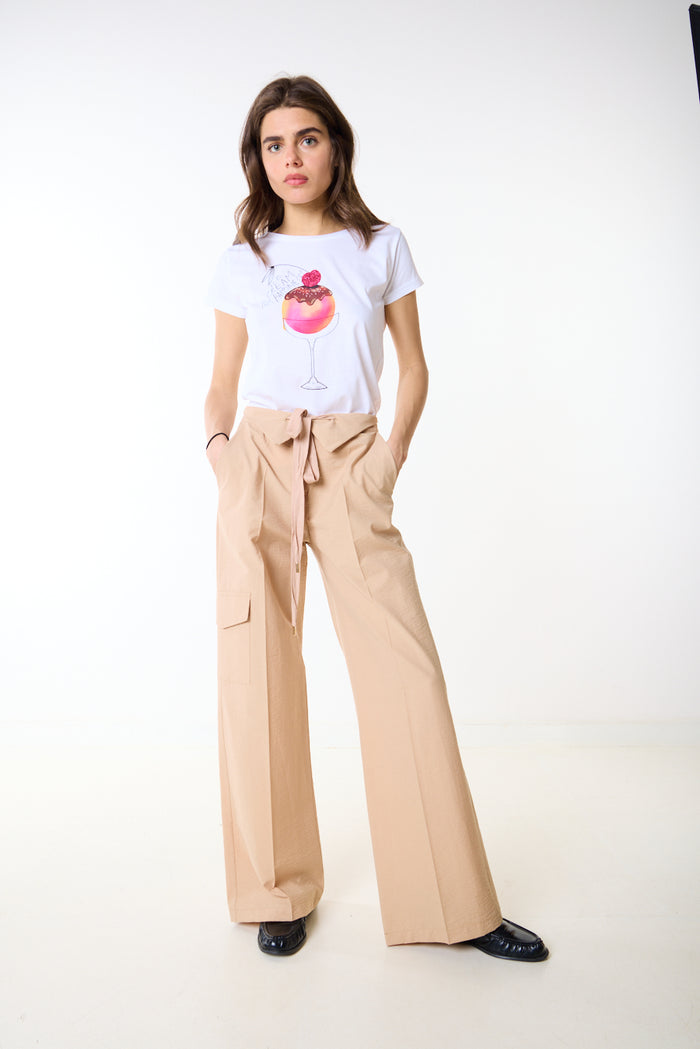 Cargo pocket wide leg drawstring waist trouser wholesale