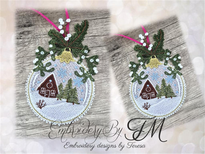 Christmas decorations - winter/5x7 hoop/two variations