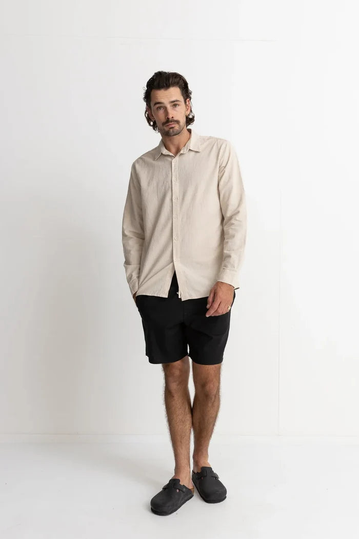 Classic Linen Long Sleeve Shirt in Sand - Madison's Niche
