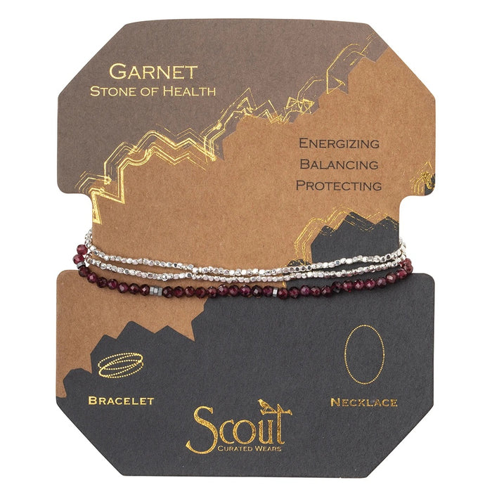 DELICATE STONE WRAP BRACELET, GARNET
