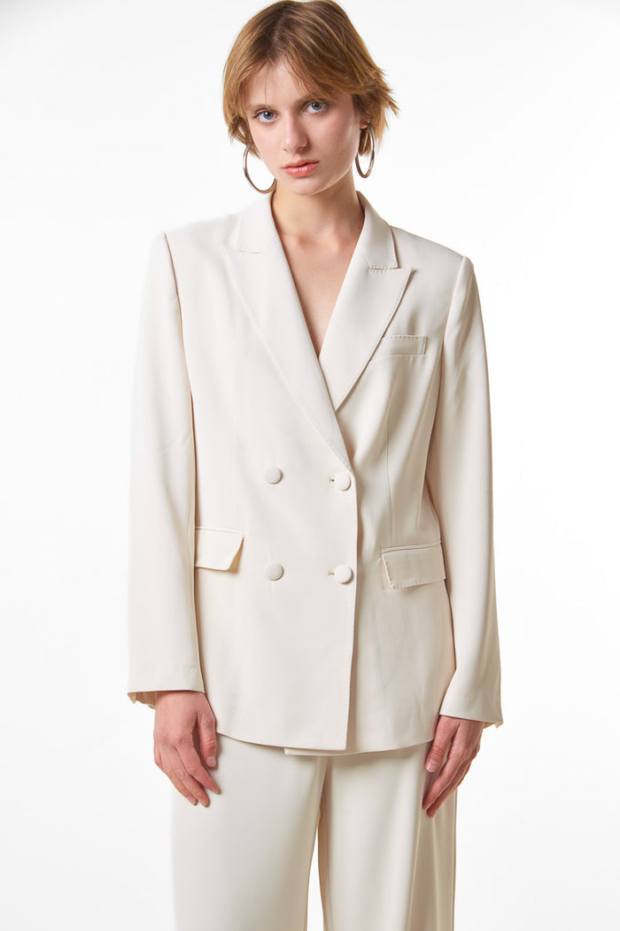 Double breasted tailored structured blazer wholesale