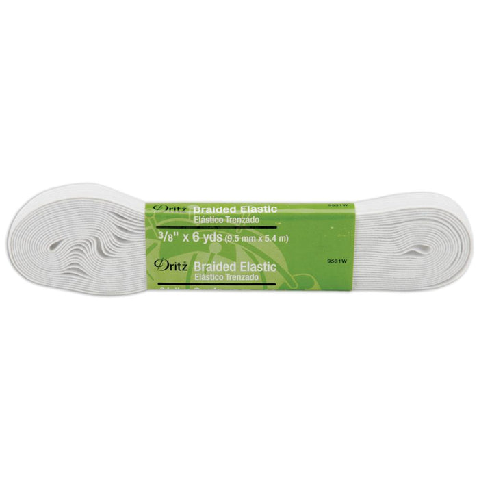 Dritz White Braided Elastic 3/8" X 6 Yards
