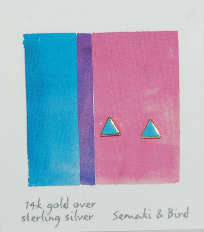 EARRINGS: TRIANGLE STUD, TURQUOISE + GOLD