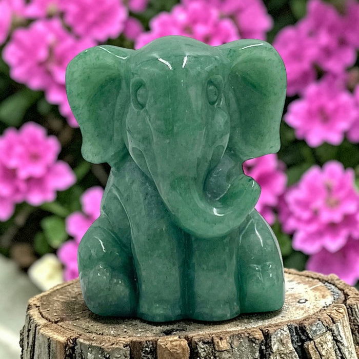 Green Aventurine Mini Sitting Elephant