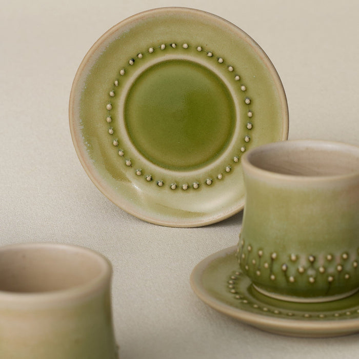 Close-up details of the espresso cup set by Rookwood