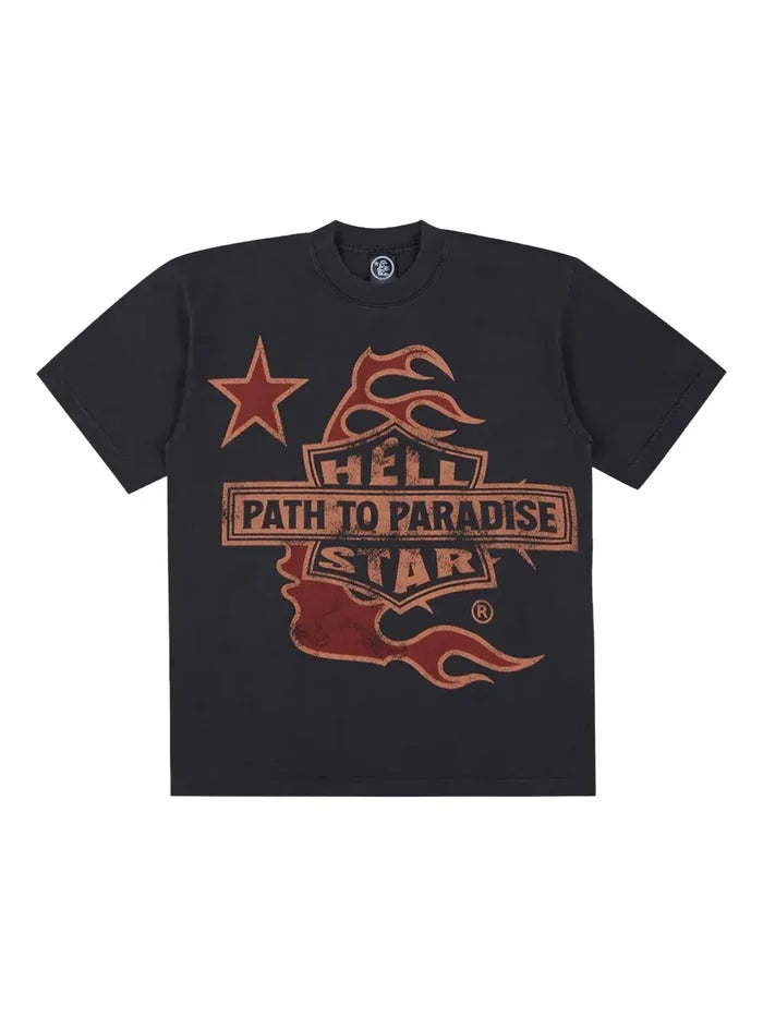 Hellstar Path To Paradise Biker Tee Washed Black"