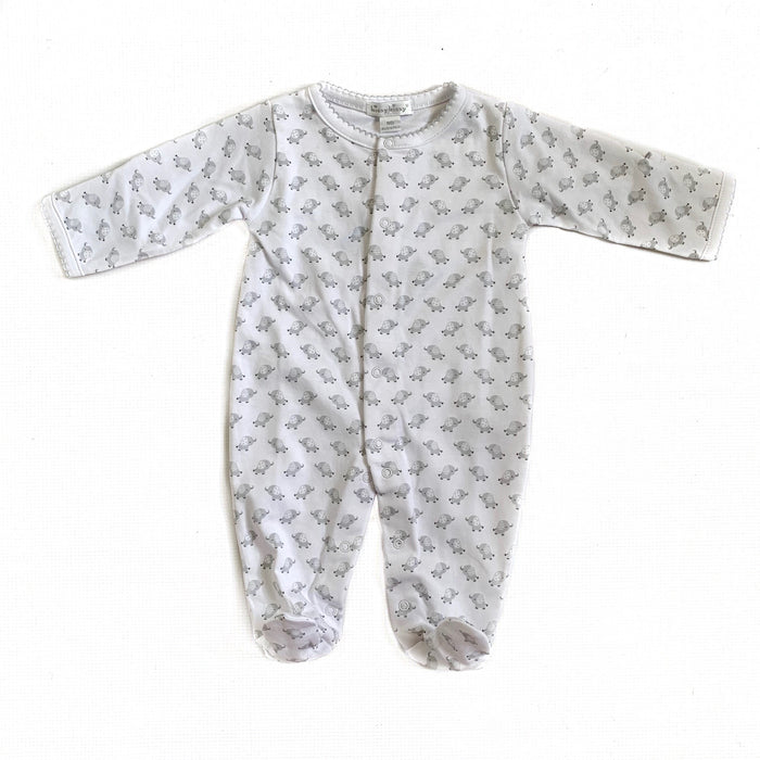 Kissy Kissy Silver Elephant Print Footie
