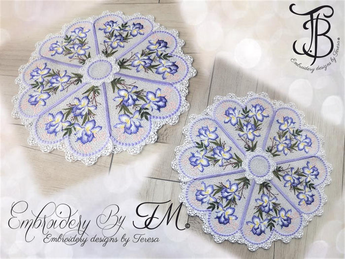 Lace doily with Iris / 5x7 hoop