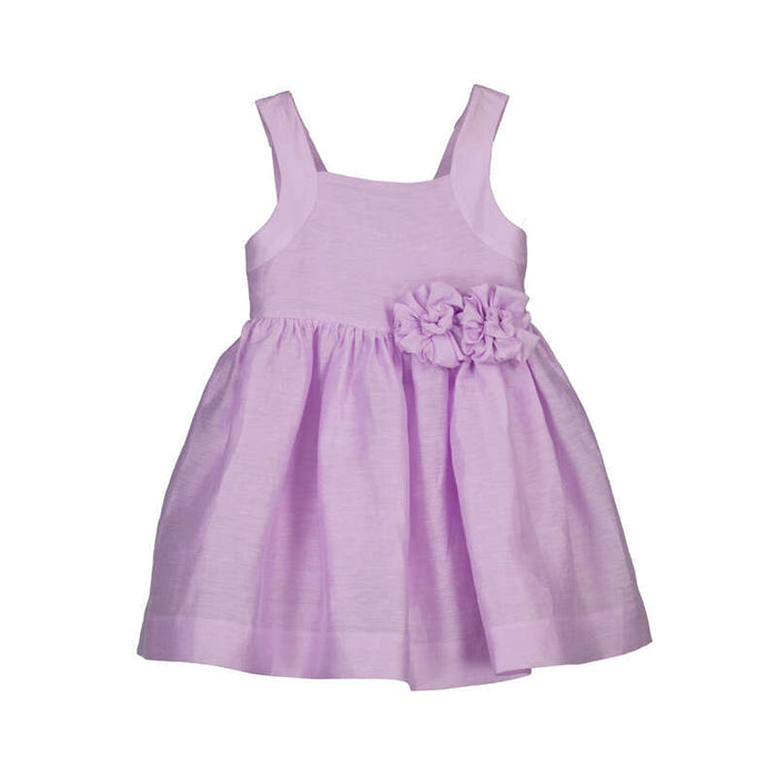Mayoral Linen Dress w/ Flower Detail-Violet