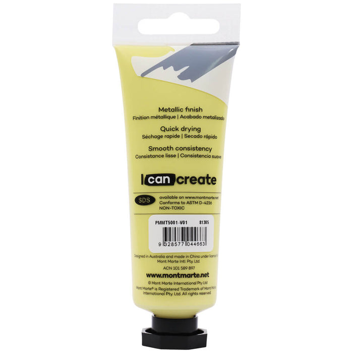 Metallic Acrylic Paint Premium 50ml (1.7 US fl.oz) Tube - Yellow