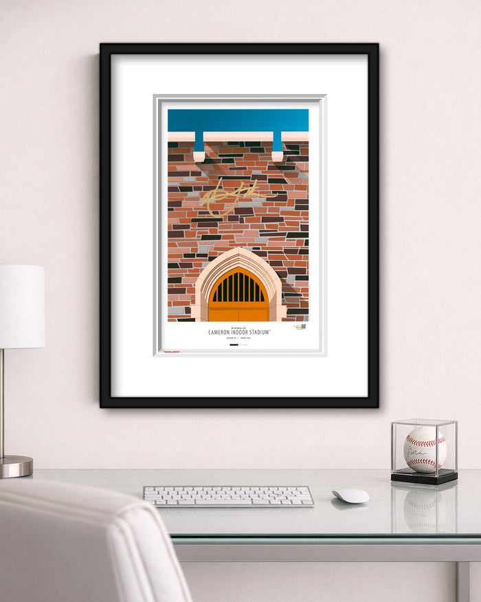 Minimalist Cameron Indoor Stadium - Christian Laettner Autographed - Authenticated