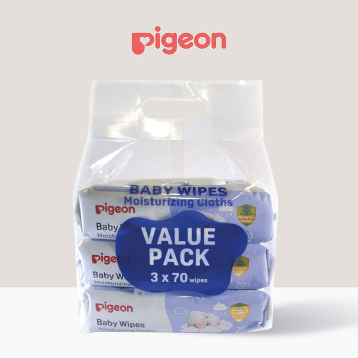 PIGEON Moisturizing Cloths Baby Wipes 70S x 3 | Isetan KL Online Store