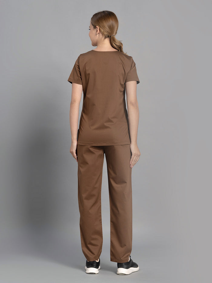 Move Lite Women Mocha (Nova V Neck) Scrub Set