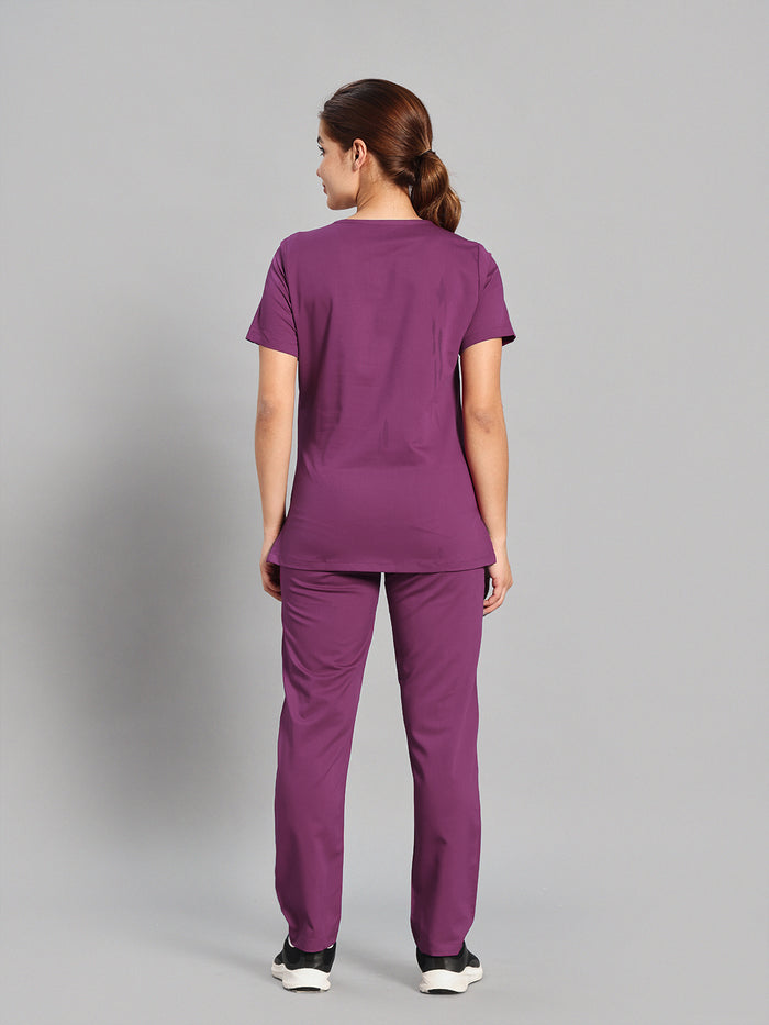 Move Lite Women Plum (Core V Neck) Scrub Set