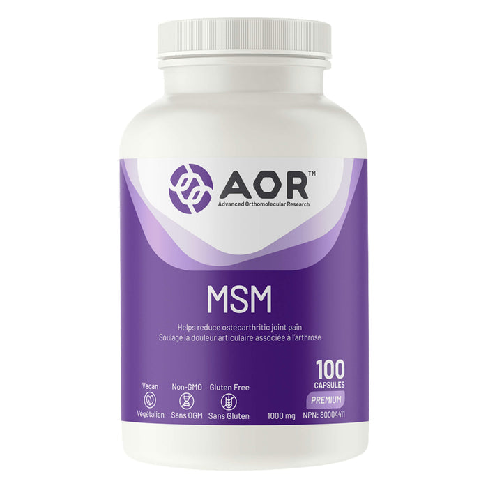 Bottle of AOR MSM 100 Capsules