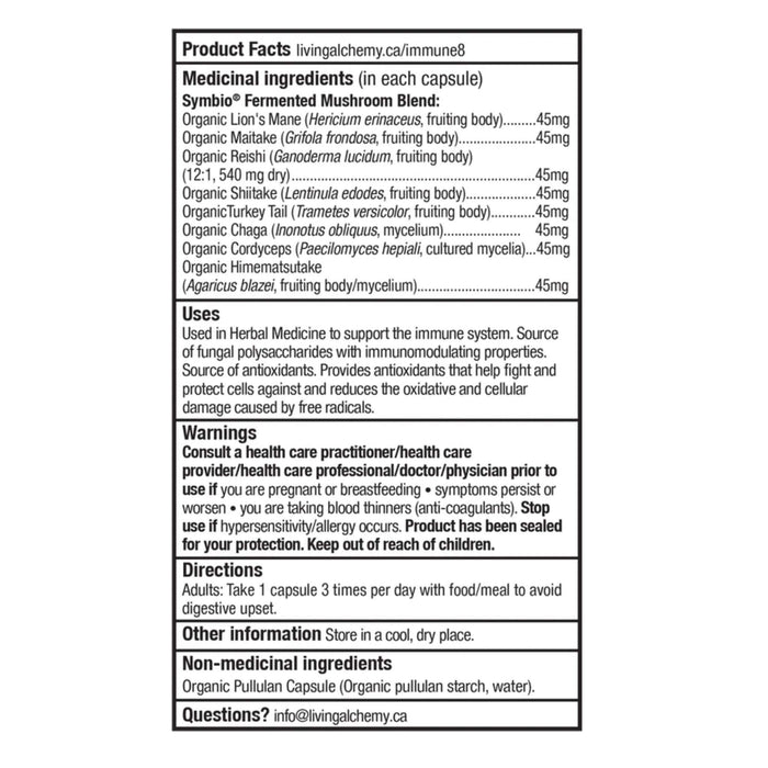 Living Alchemy MycoSynergy Fermented Mushrooms - Immune 8 Information