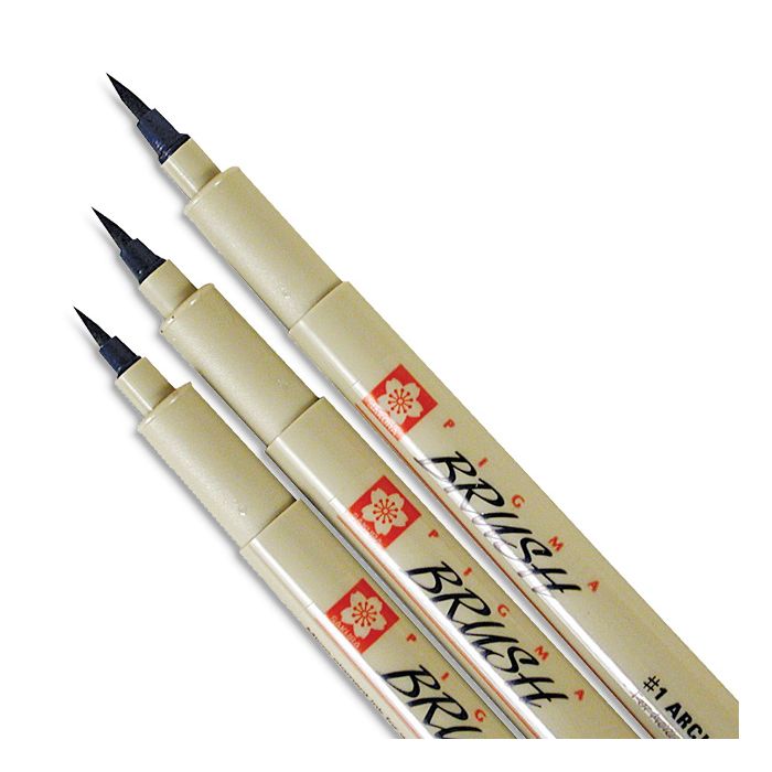 PEN MICRON BRUSH BLACK S/3