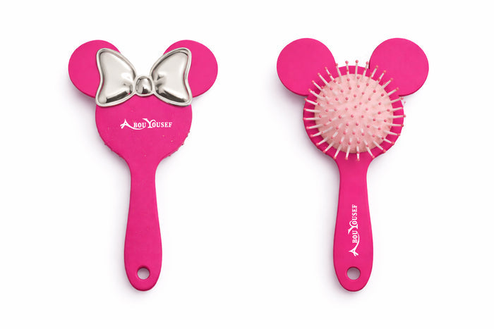 Pink Mickey Mouse hairbrush with bow