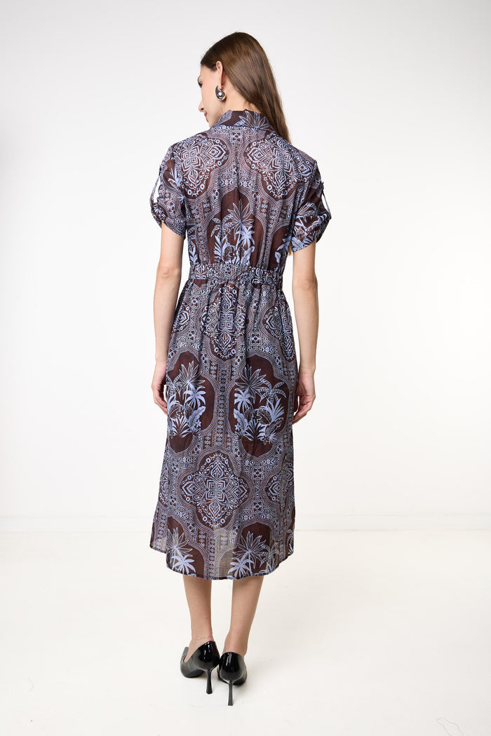 Printed belted midi dress wholesale