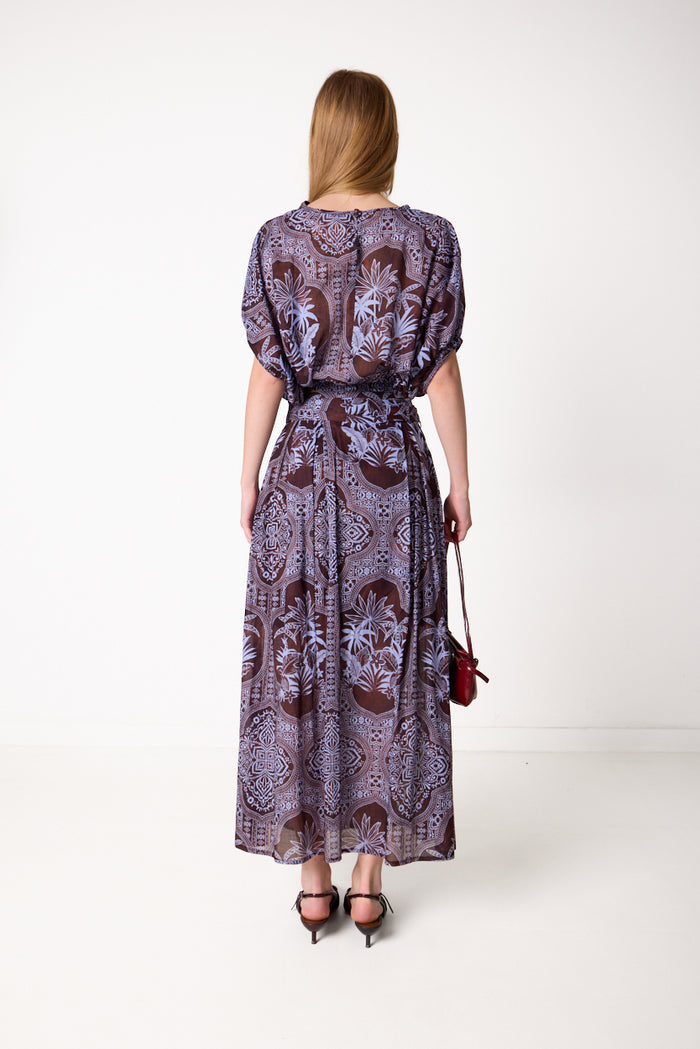 Printed flowy maxi skirt with waist tie detail wholesale
