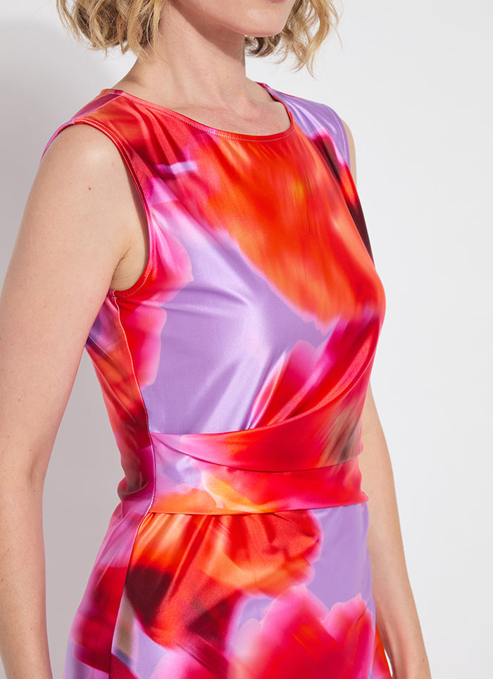 Raquel Side Drape Printed Dress in Floating Floral - Madison's Niche