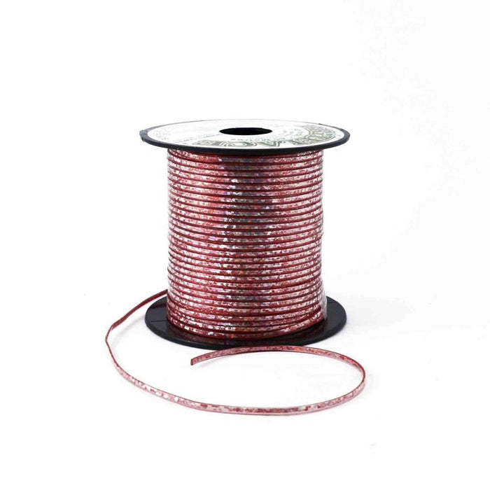 Red Holographic Holographic Plastic Craft Lace Lanyard Gimp String Bulk 50 Yard Roll