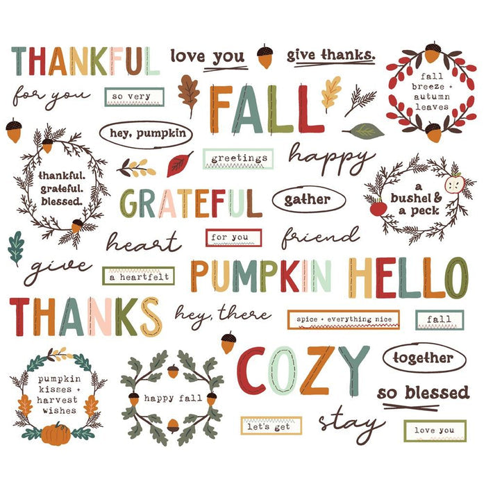 Simple Stories - Bits & Pieces - Sentiment - Cider & Donuts. Die-cuts are a great addition to scrapbook pages, greeting cards and more! The perfect embellishment for all your paper crafting needs! Available at Embellish Away located in Bowmanville Ontario Canada.