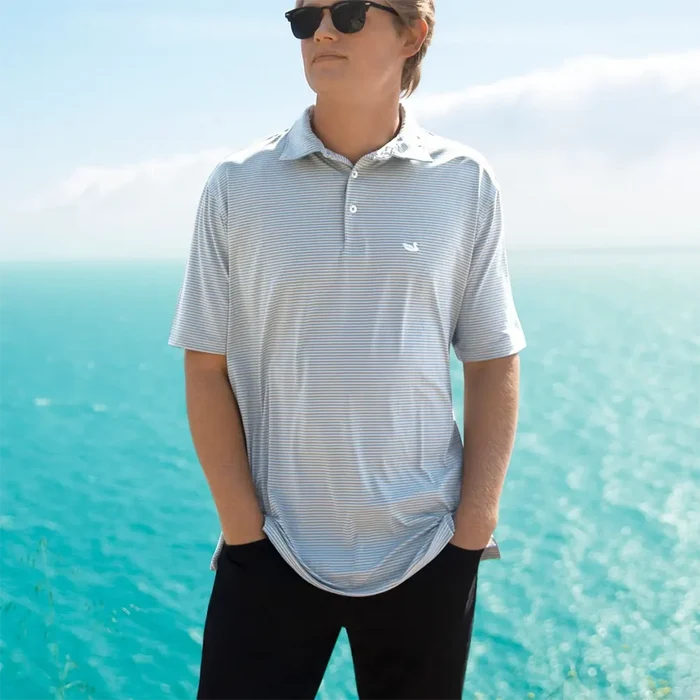 Southern Marsh Youth Bermuda Sumpter Stripe Performance Polo