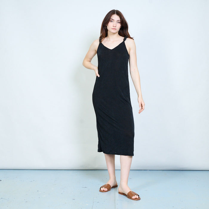 Stretchy sleeveless v neck maxi dress with ruched straps wholesale