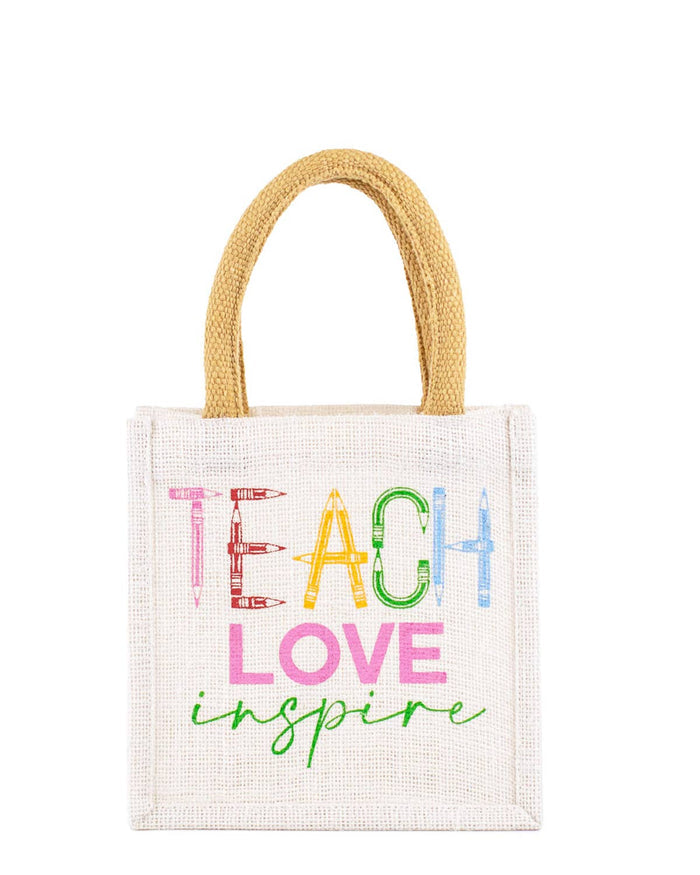 Teach Love Inspire Petite Gift Tote White/Multi 7x7x5
