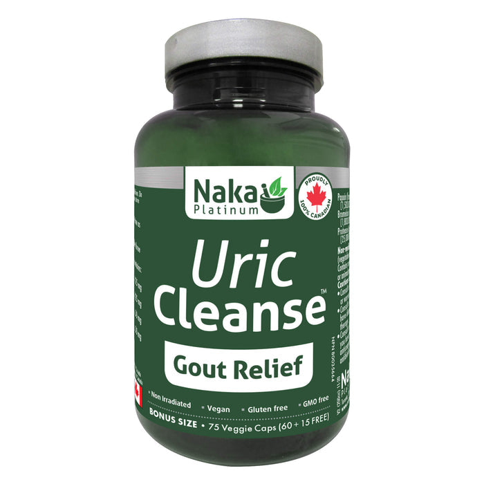 Bottle of Naka UricCleanse GoutRelief 75VeggieCaps