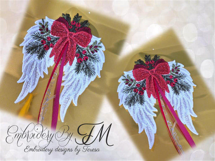Wings with ribbon/ 5x7 hoop/two variations