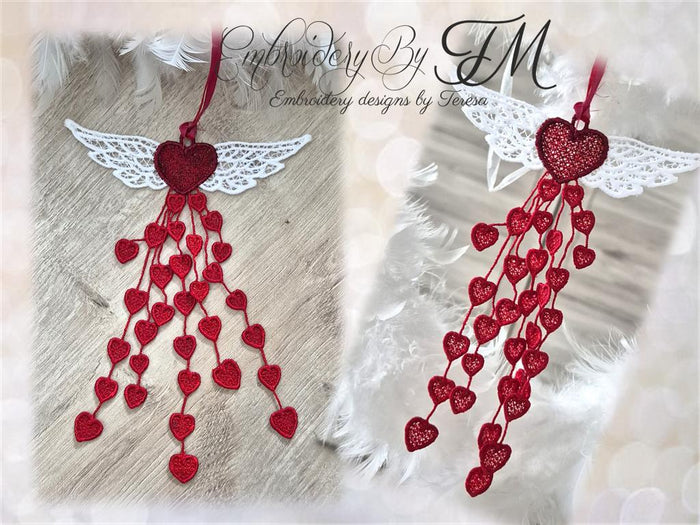 Wings with small hearts/5x7 hoop