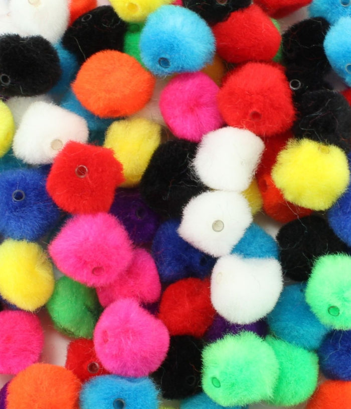 0.5 & 1 inch Multi Colored Pom Pom Beads 75 Pieces - artcovecrafts.com