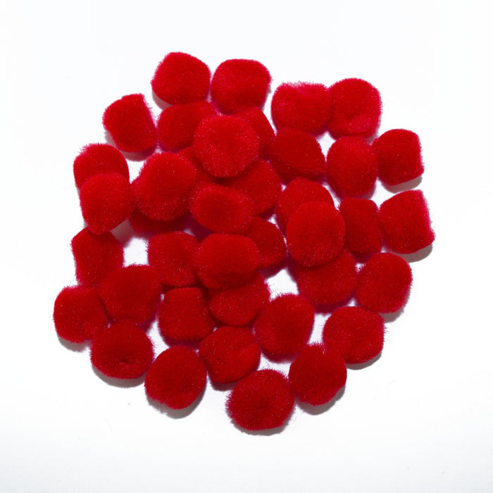 0.5 inch Red Tiny Craft Pom Poms 100 Pieces - artcovecrafts.com