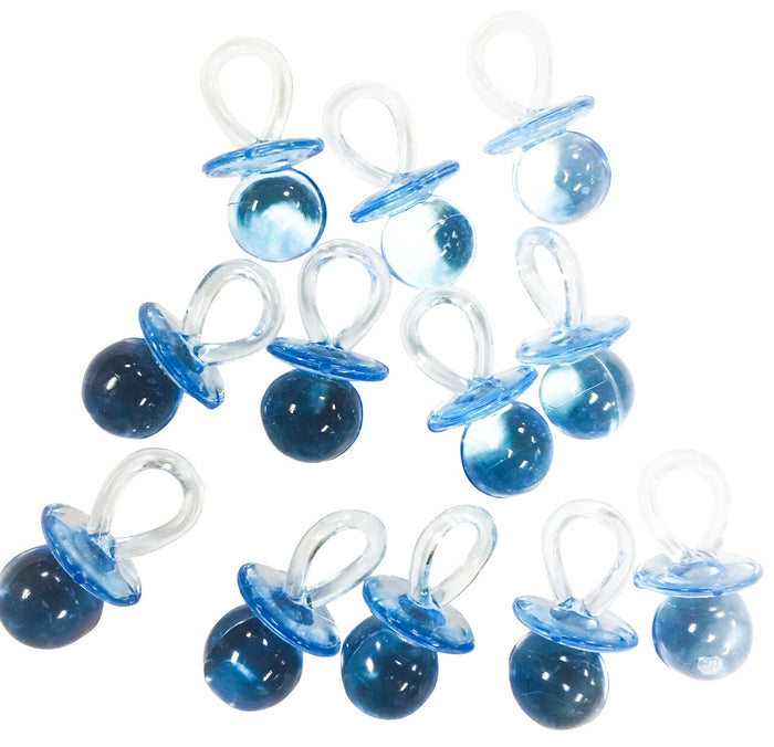 0.5 x 0.75 Inch Plastic Mini Clear Blue Baby Pacifiers Bulk 144 Pieces