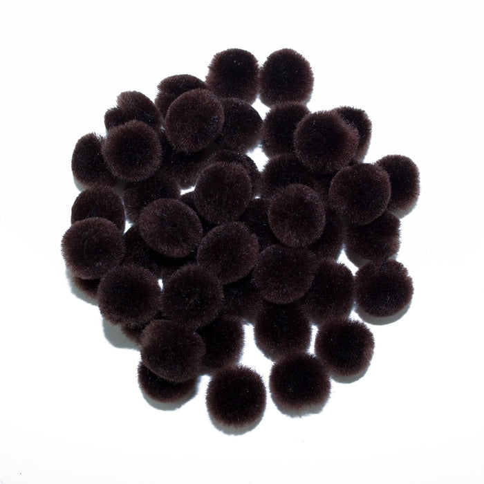 0.75 inch Brown Mini Craft Pom Poms 100 Pieces - artcovecrafts.com
