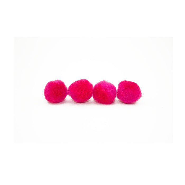 0.75 inch Neon Pink Mini Craft Pom Poms 100 Pieces - artcovecrafts.com