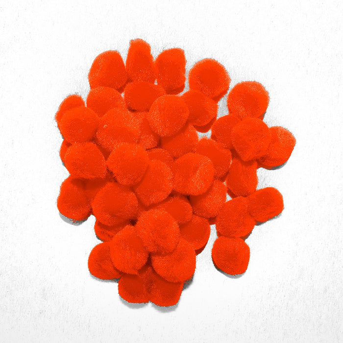 0.75 inch Orange Mini Craft Pom Poms 100 Pieces - artcovecrafts.com