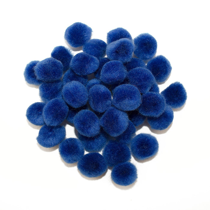 0.75 inch Royal Blue Mini Craft Pom Poms 100 Pieces - artcovecrafts.com
